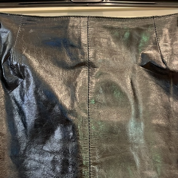 VGUC Rudsak black leather knee length pencil skirt with front vent - Picture 7 of 9